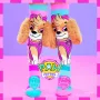 MADMIA Calzini al ginocchio per bambini Paw Patrol Skye con orecchie in peluche 3D - rosa/blu/bianco