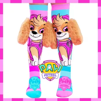 MADMIA Calzini al ginocchio per bambini Paw Patrol Skye con orecchie in peluche 3D - rosa/blu/bianco