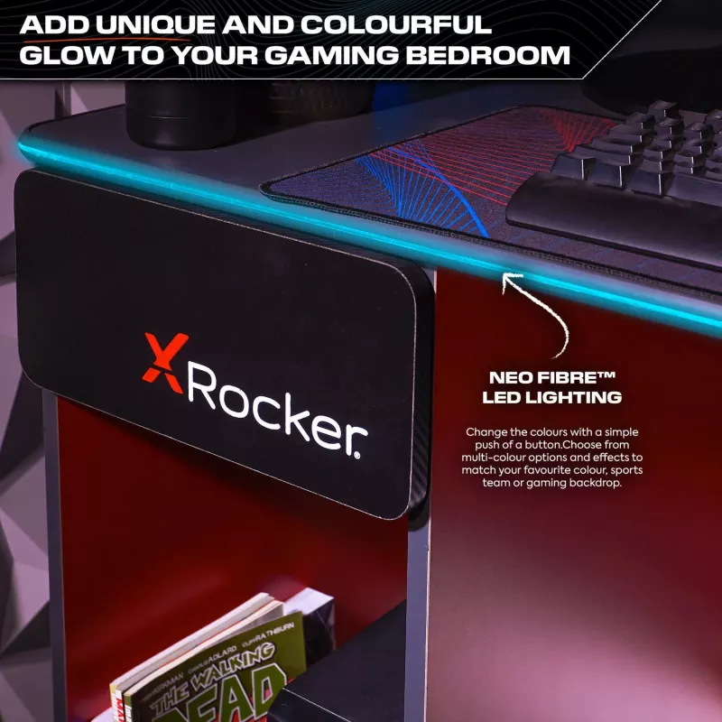 XROCKER scrivania da gaming grigio-rosso