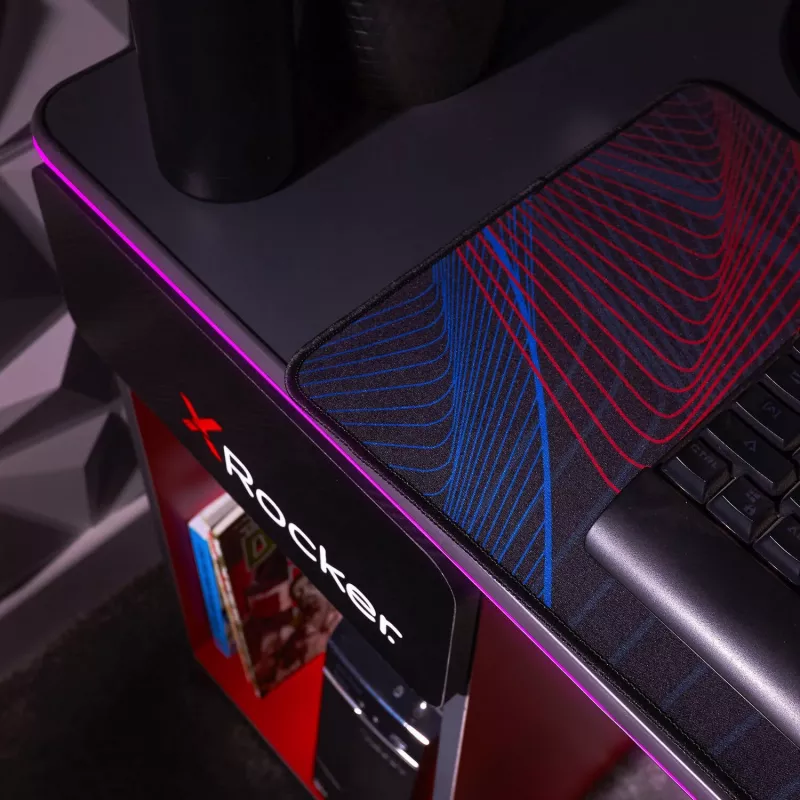 XROCKER scrivania da gaming grigio-rosso