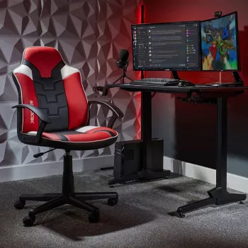 X Rocker Saturn 5120101 sedia da ufficio gaming per ragazzi, fino a 100 kg, nero/rosso
