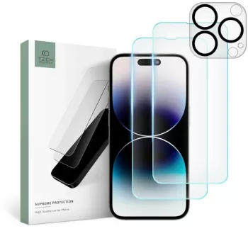 TECH-PROTECT Supreme Set Pellicola Protettiva in Vetro Temperato per Apple iPhone 14 Pro Max, trasparente