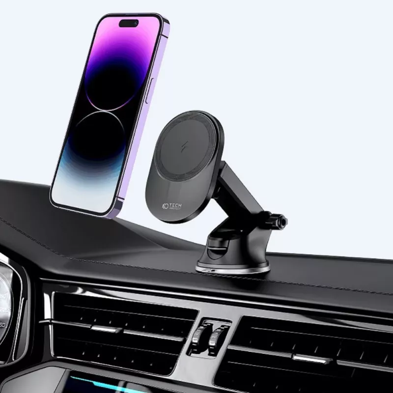 TECH-PROTECT MM15W-V1 Supporto Magnetico MagSafe per Cruscotto e Bocchetta Auto, Caricatore Wireless 15W nero