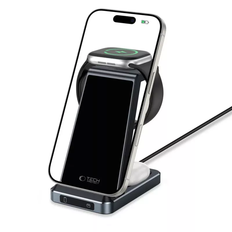 Tech-Protect QI15W-A26 stazione di ricarica wireless 3IN1 nera