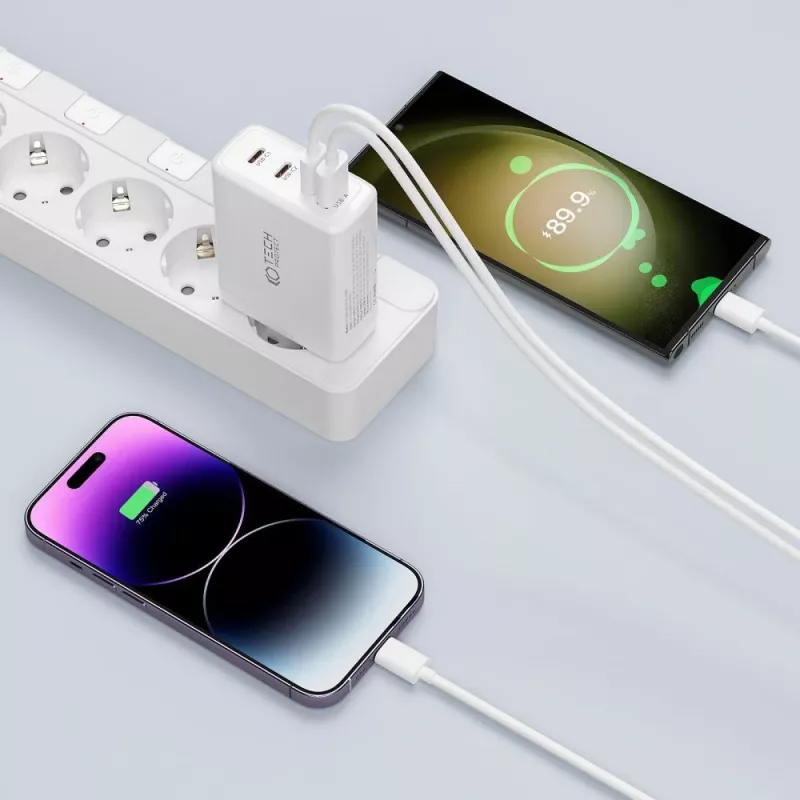 Tech-Protect NC100W-GAN caricatore da parete GaN 4-PORT bianco 100W USB-C USB-A