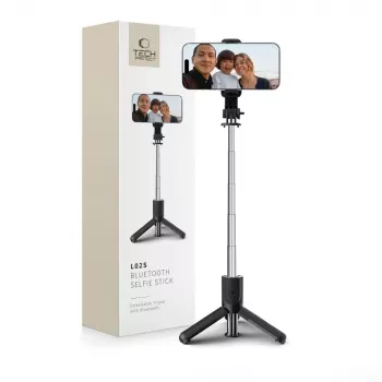 Tech-Protect L02S Selfie Stick Treppiede con Telecomando Bluetooth, nero