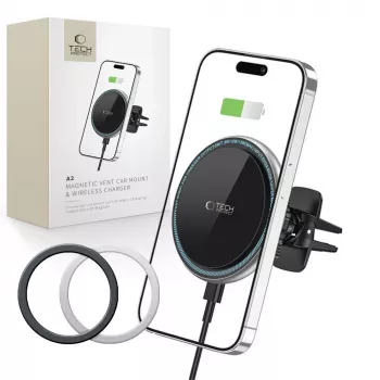 TECH-PROTECT A2 supporto auto magnetico MagSafe per bocchetta di aerazione con caricatore wireless 15W nero