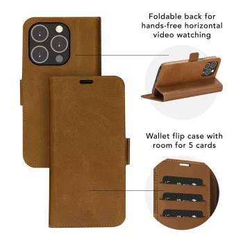 dbramante1928 Copenhagen Custodia flip per Samsung Galaxy A54 - Pelle pieno fiore - Marrone chiaro