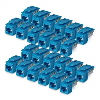 StarTech.com Cat6 Keystone Jack confezione da 24, connettore femmina Ethernet RJ45, presa a muro UTP Cat6, 90 gradi 110 Punch Down, Blu