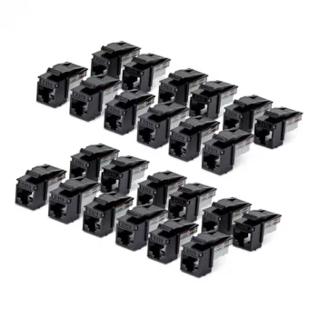 StarTech.com Cat6 Keystone Jack confezione da 24, connettore femmina Ethernet RJ45, presa a muro UTP Cat6, 90 gradi 110 Punch Down, Nero, 10GBase-T