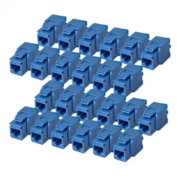 StarTech.com Cat6 Keystone Jack confezione da 24, connettore femmina Ethernet RJ45, inserto per placca a muro UTP Cat6, 180 gradi, senza attrezzi, blu