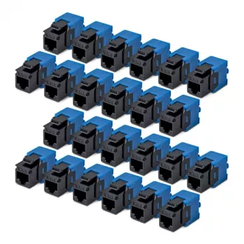 StarTech.com Cat6 Keystone Jack confezione da 24 - connettore femmina Ethernet RJ45, UTP, 180 gradi, senza attrezzi, Nero/Blu, 10GBase-T