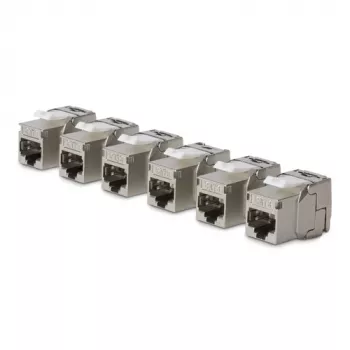StarTech.com Modulo Keystone Cat8 confezione da 6 connettore femmina Ethernet RJ45, presa a muro UTP Cat8, 180 gradi, senza attrezzi, piatto, argento, RJ-45, connettore femmina, 25/40GBase-T