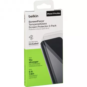 Belkin ScreenForce Tempered Glass Screen Protector per Apple iPhone 17 Pro Max (confezione da 2) - Clear