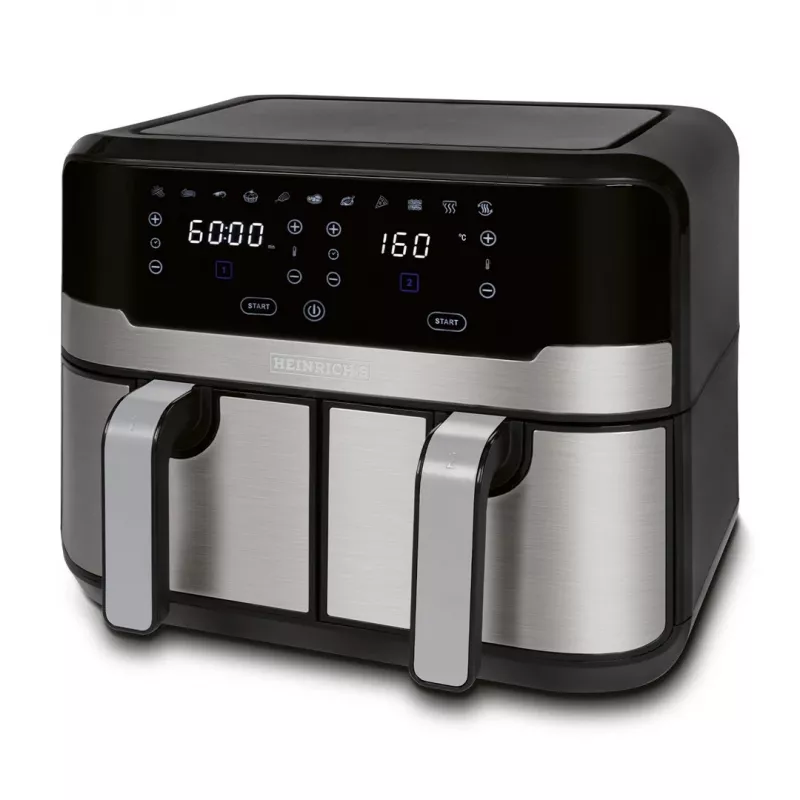 HEINRICH'S HFR 8214 Friggitrice ad aria doppia 2 x 4,5 L = 9,0 L 1300-2400 W Nero-Argento