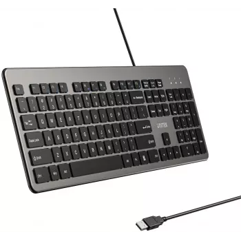 UNITEK SlimTap Tastiera da ufficio con filo, USB-A, Grigio