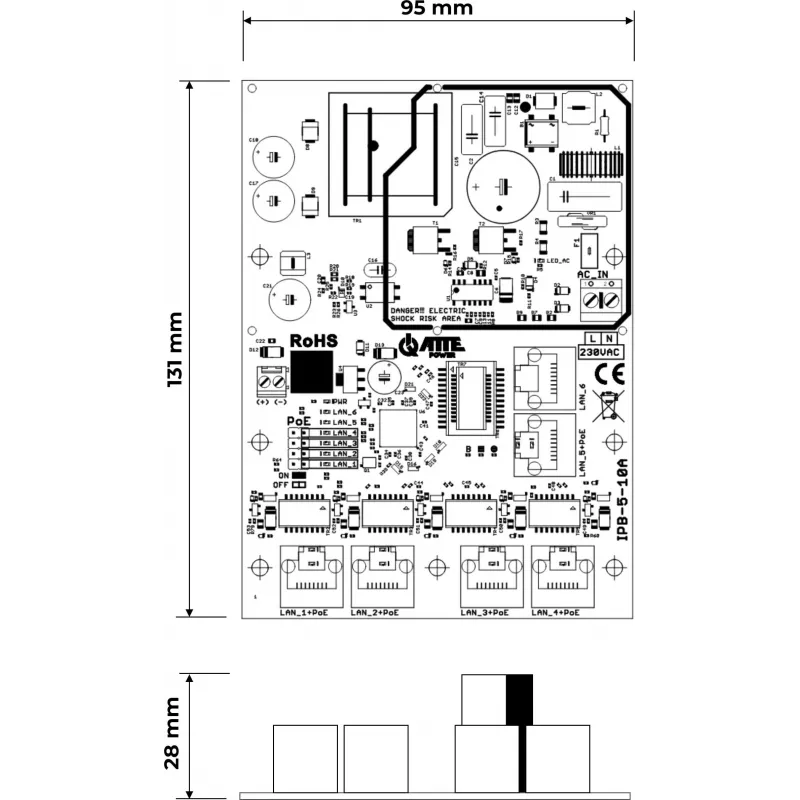 ATTE IPB-5-10A-OF switch PoE 6 porte con alimentazione integrata