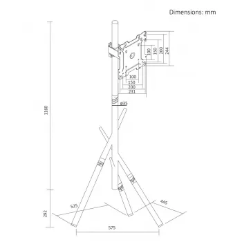 Maclean supporto/stand da terra per TV, 27-55 pollici, VESA max 200x200, max 60 kg, bianco, MC-181 W