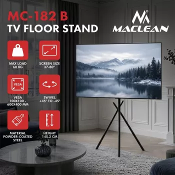 Maclean supporto/stand da terra per TV, 37-80 pollici, VESA 600x400, 60 kg, MC-182 B