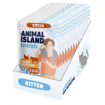 ANIMAL ISLAND Kitten tacchino e vitello cibo umido 12 x 85g