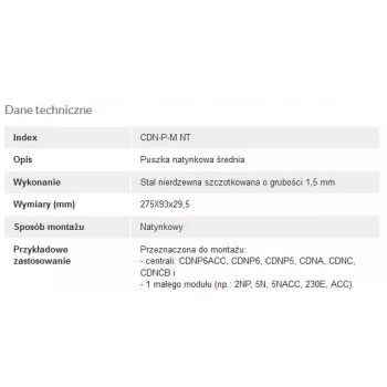 ACO CDN-P-M NT telaio a parete Medium con coperchio per CDNP5/6, CDNC/B, CDNA