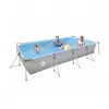 AVENLI piscina rettangolare con struttura in acciaio 394x207x80 cm con pompa filtrante, scala, copertura e telo da fondo