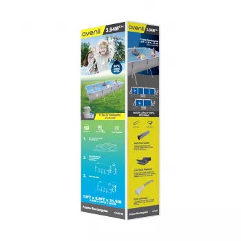 AVENLI piscina rettangolare con struttura in acciaio 394x207x80 cm con pompa filtrante, scala, copertura e telo da fondo