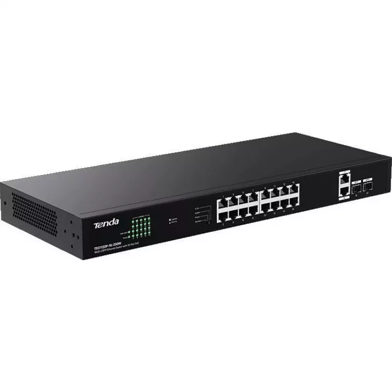 Tenda TEG1120P-16-250W switch PoE+ unmanaged 18 porte Gigabit 2 SFP 250W