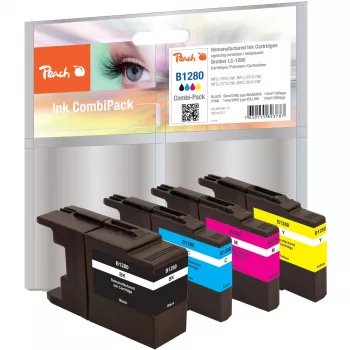 Peach PI500-74 Cartucce d'inchiostro pigmentato multipack - nero, ciano, magenta, giallo - compatibili con Brother MFCJ 5910 DW, 6510 DW, 6710 DW, 6910 DW - 4 pezzi