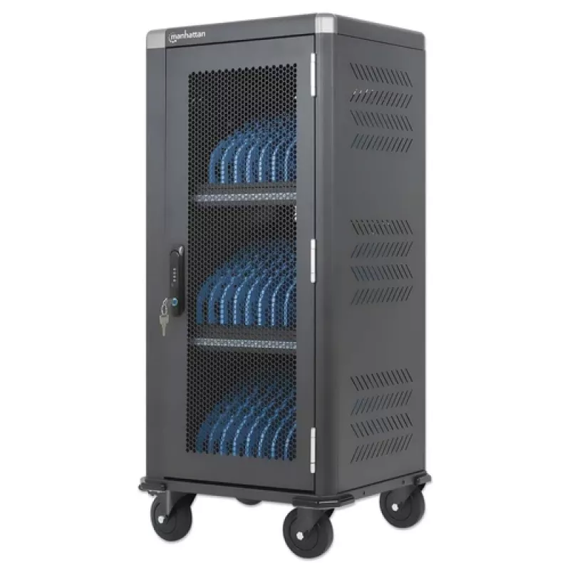 Manhattan 181471 carrello di ricarica USB-C a 30 posti, 30 W per porta, nero