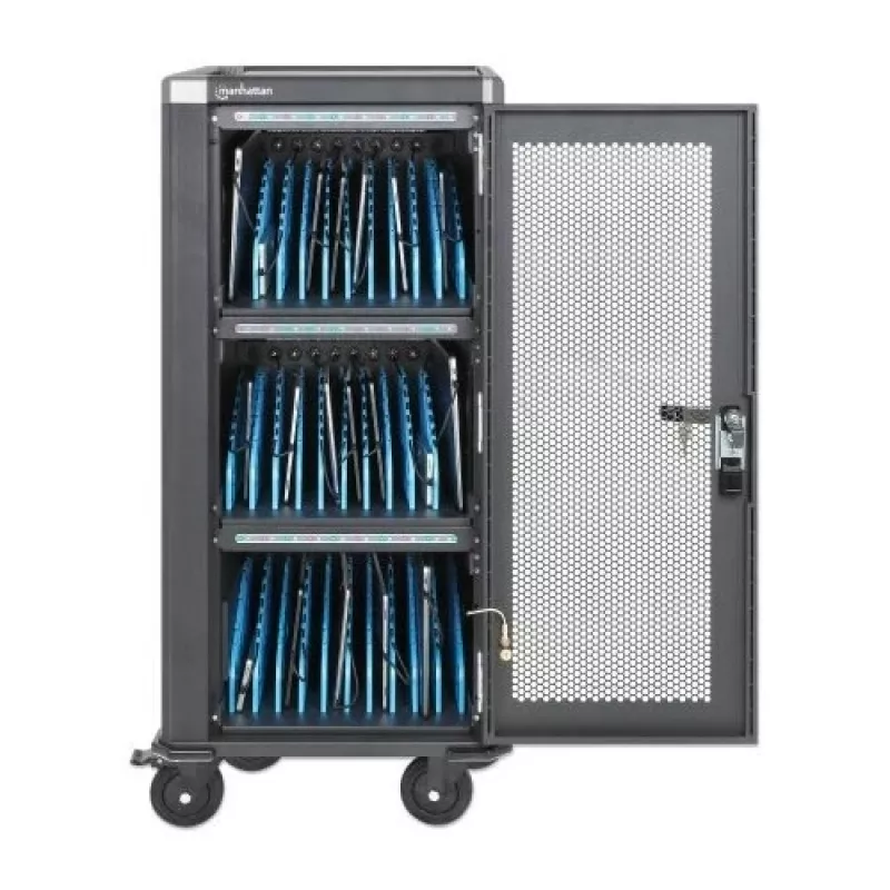 Manhattan 181471 carrello di ricarica USB-C a 30 posti, 30 W per porta, nero