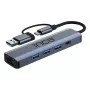 INCA Hub IUTP-5T USB-C/A a 3x USB-A 3.0 / RJ45 5 Gbit/s grigio