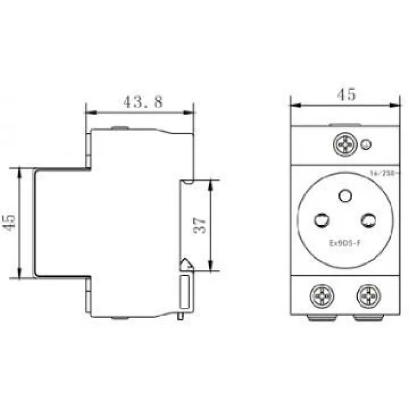 Noark Ex9DS-F 106194 presa modulare, guida DIN TH-35, 2,5 m, Schuko (tipo F), 16 A, 250 V, bianco/grigio
