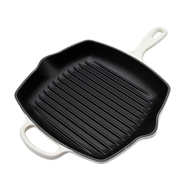 Le Creuset Signature padella grill quadrata 26cm Meringue
