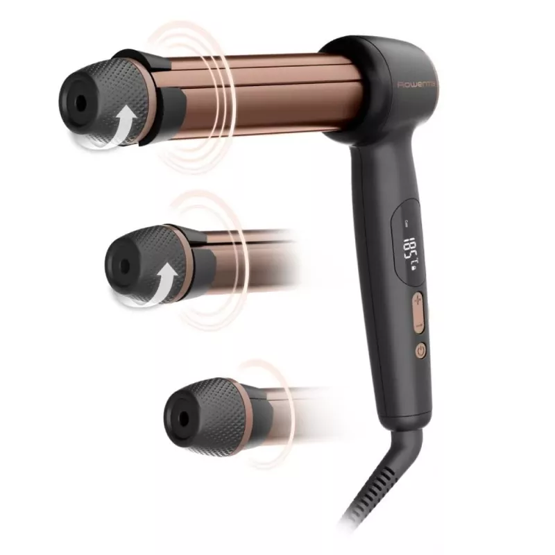 Rowenta CF4620E0 Twist Curl arricciacapelli - ceramica, ionico, 27/32/38 mm, display LCD, 86 W, nero/rame