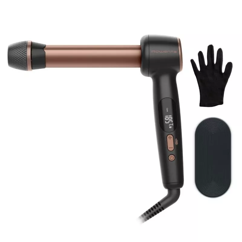 Rowenta CF4620E0 Twist Curl arricciacapelli - ceramica, ionico, 27/32/38 mm, display LCD, 86 W, nero/rame