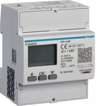 Hager ECM382D contatore di energia trifase diretto 80A 4M M-Bus MID