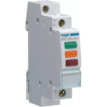HAGER SVN129 spia luminosa, 230V AC, 3 x LED rosso+verde+arancione, guida DIN