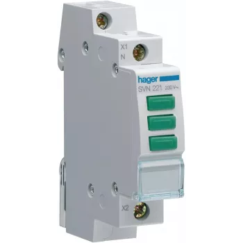 HAGER SVN221 spia luminosa modulare, 230V AC, 3 x LED verde, guida DIN