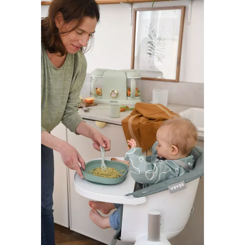 Beaba set alimentazione per neonati in silicone con base a ventosa - verde salvia (913603)