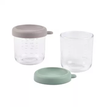 BEABA set di vasetti in vetro con coperchi 2 x 250 ml verde salvia/Gazelle