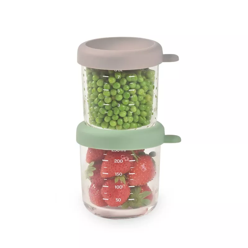 BEABA set di vasetti in vetro con coperchi 2 x 250 ml verde salvia/Gazelle