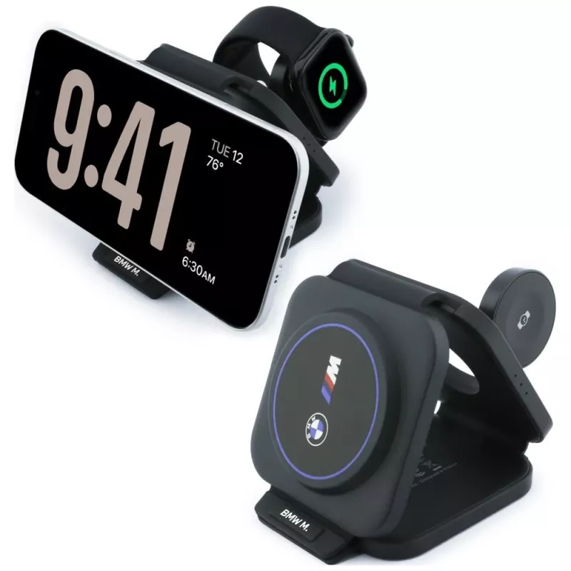 BMW M Collection Stazione di ricarica wireless magnetica Qi2 15W 3-in-1 Blue