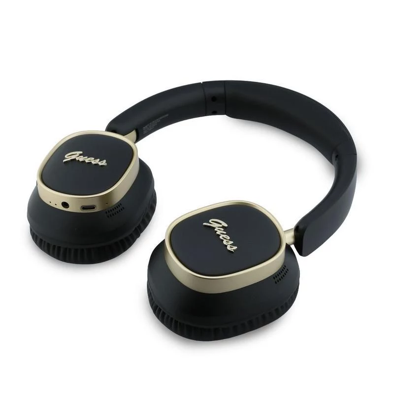 Guess cuffie Bluetooth over-ear ENC Rectangle Metal Script Nero