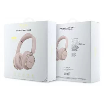 Guess Cuffie Bluetooth over-ear ENC Rectangle Metal Script Pink