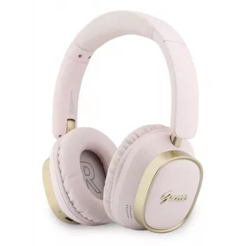 Guess Cuffie Bluetooth over-ear ENC Rectangle Metal Script Pink