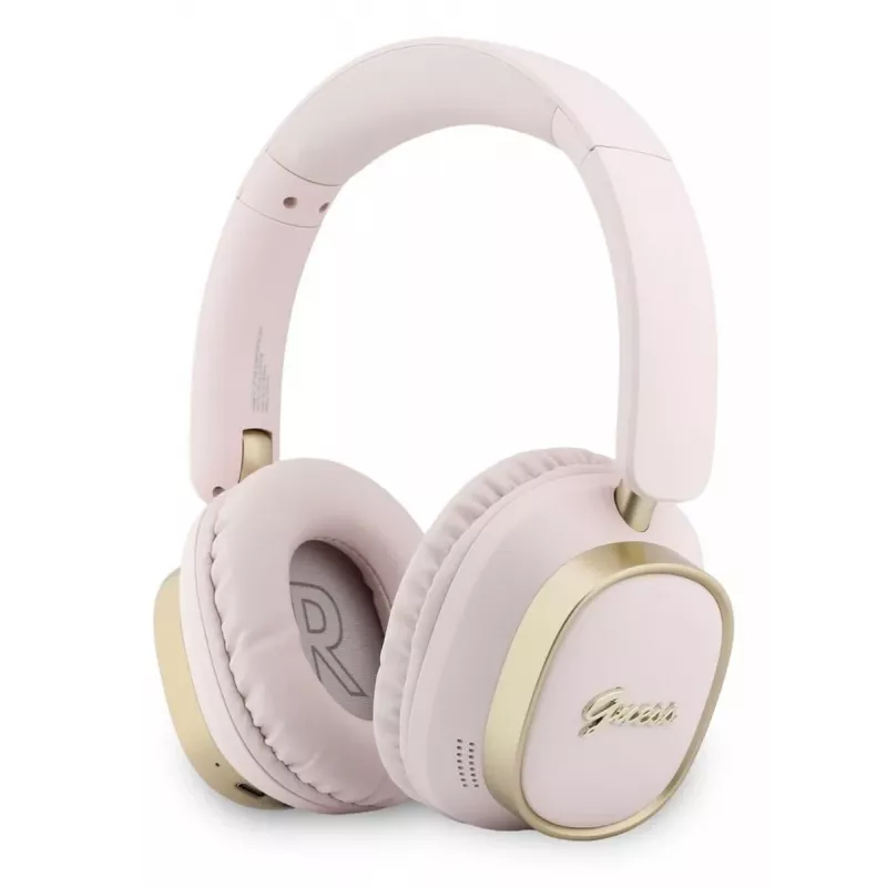 Guess Cuffie Bluetooth over-ear ENC Rectangle Metal Script Pink