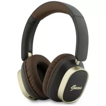 Guess Cuffie Bluetooth over-ear ENC Rectangle Metal Script Braun