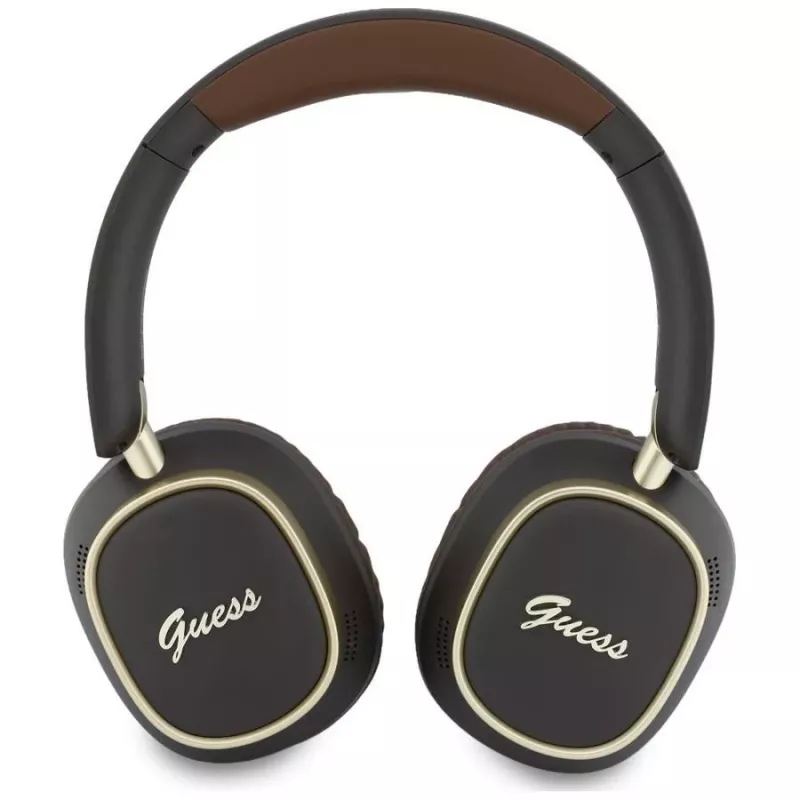 Guess Cuffie Bluetooth over-ear ENC Rectangle Metal Script Braun