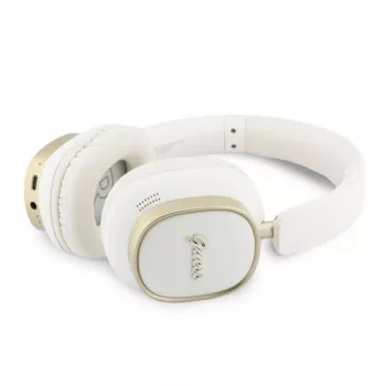 Guess cuffie Bluetooth ENC Rectangle Metal Script over-ear Bianco
